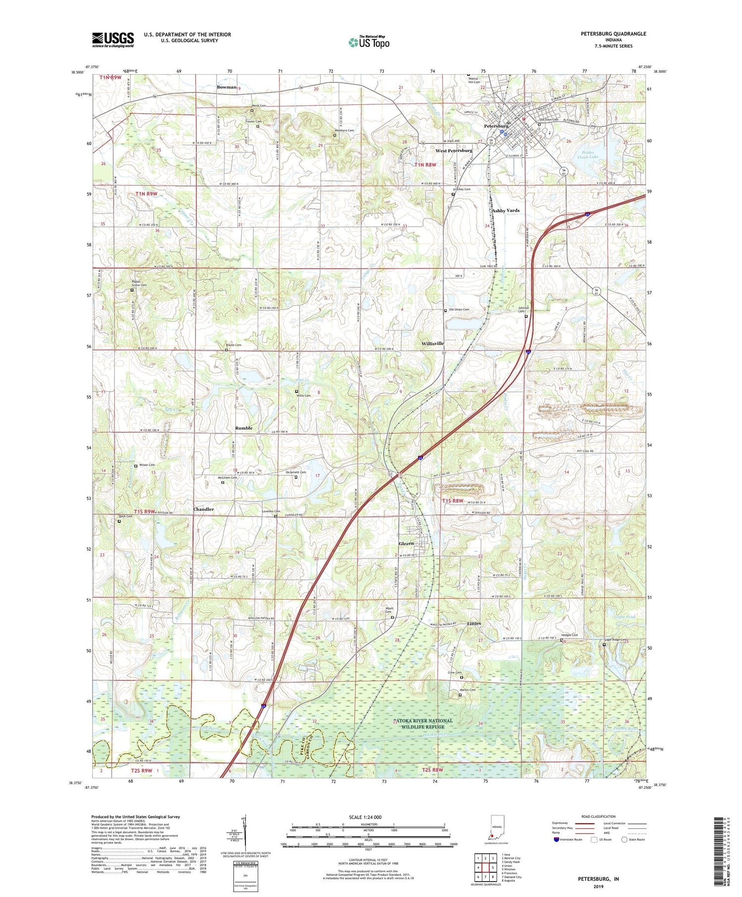 Petersburg Indiana US Topo Map Image