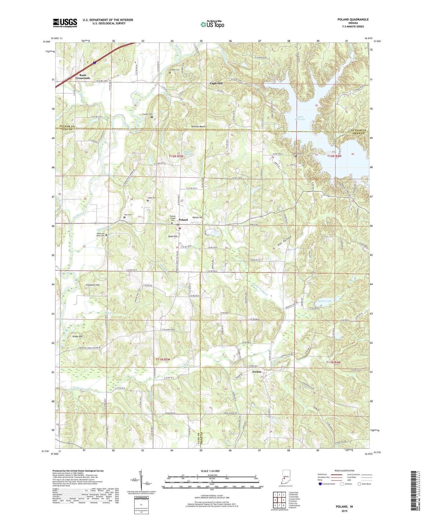 Poland Indiana US Topo Map Image