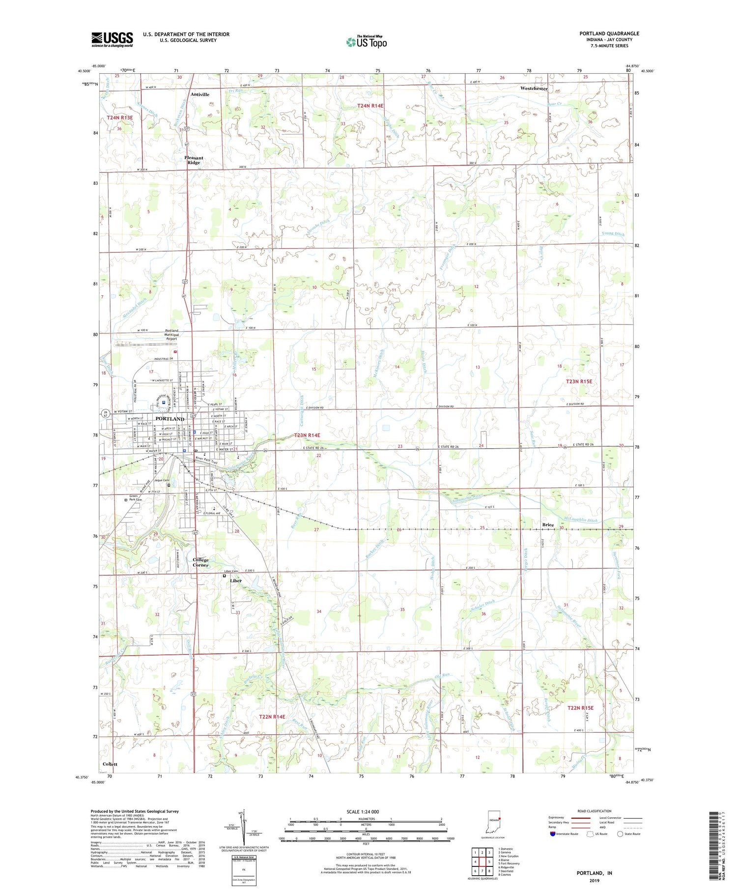 Portland Indiana US Topo Map Image