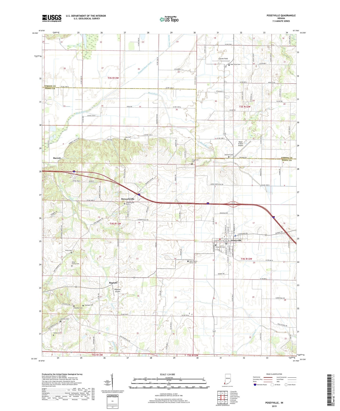 Poseyville Indiana US Topo Map Image