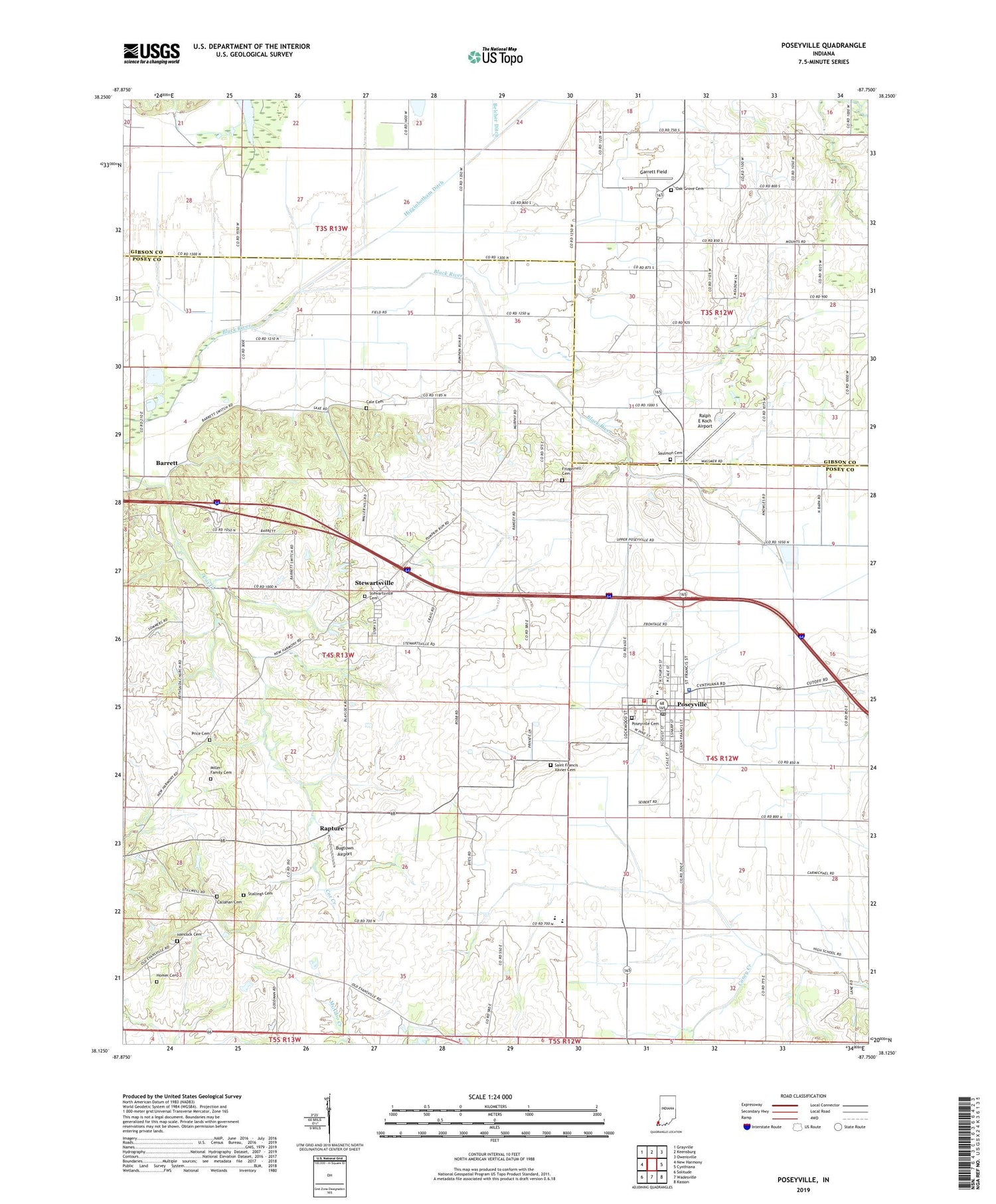 Poseyville Indiana US Topo Map Image