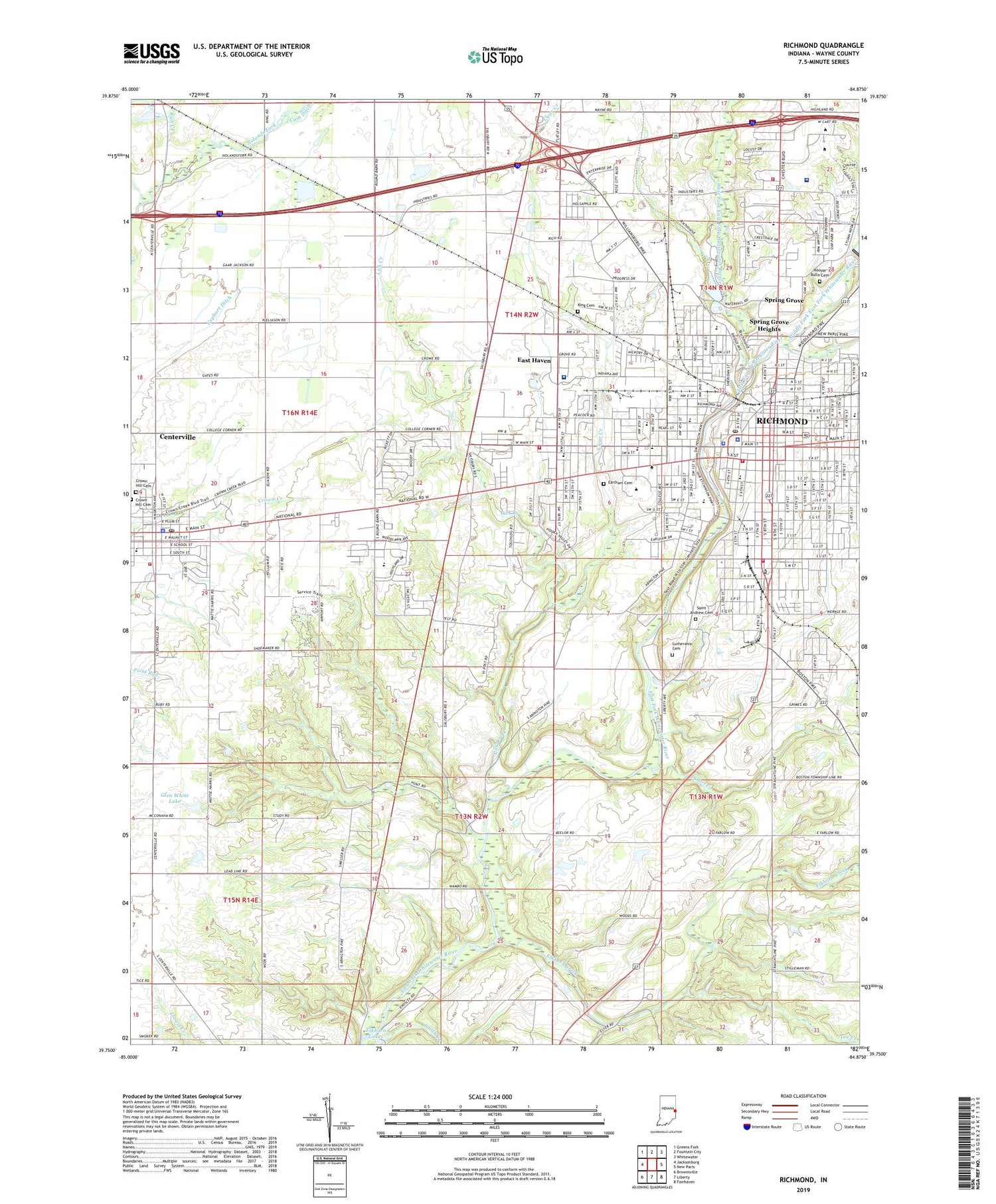 Richmond Indiana US Topo Map Image