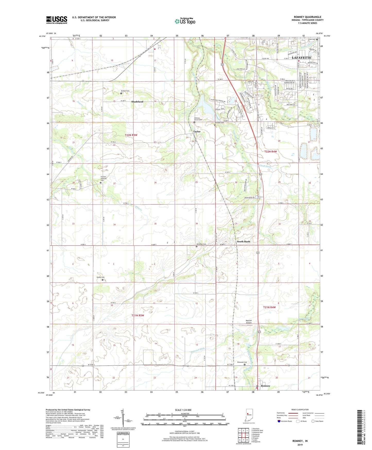 Romney Indiana US Topo Map Image