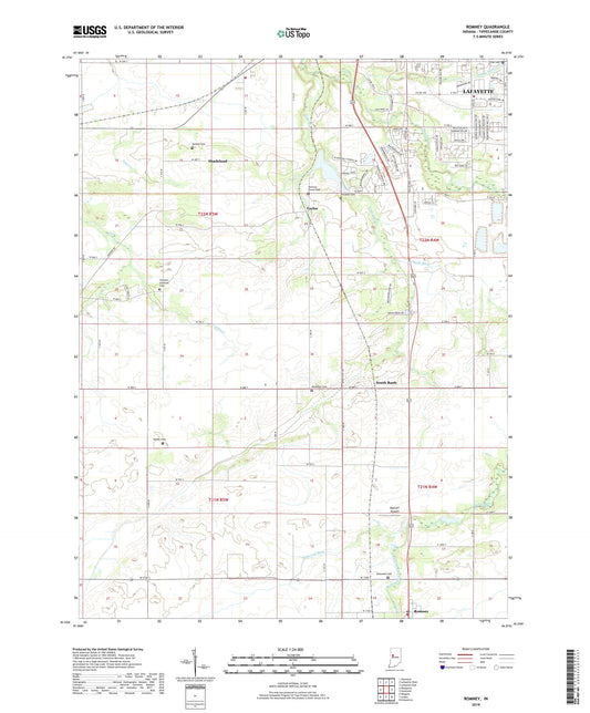 Romney Indiana US Topo Map Image