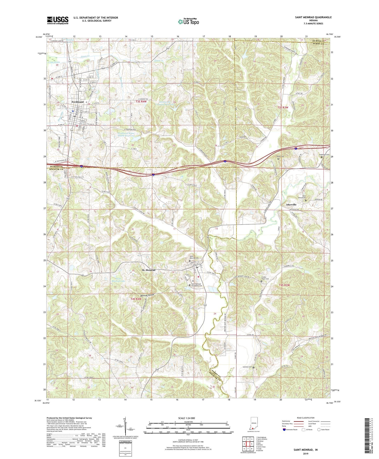 Saint Meinrad Indiana US Topo Map Image