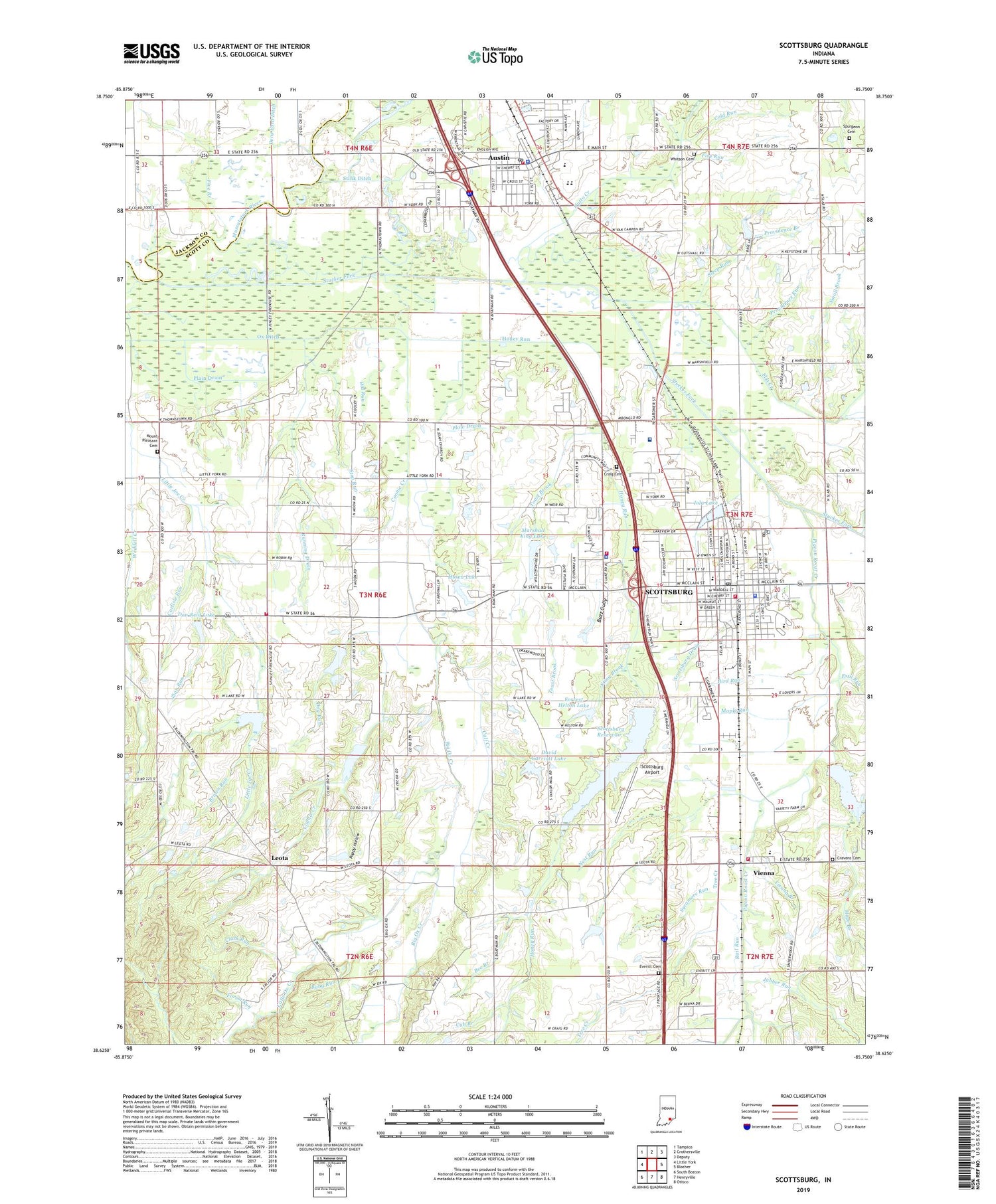 Scottsburg Indiana US Topo Map Image