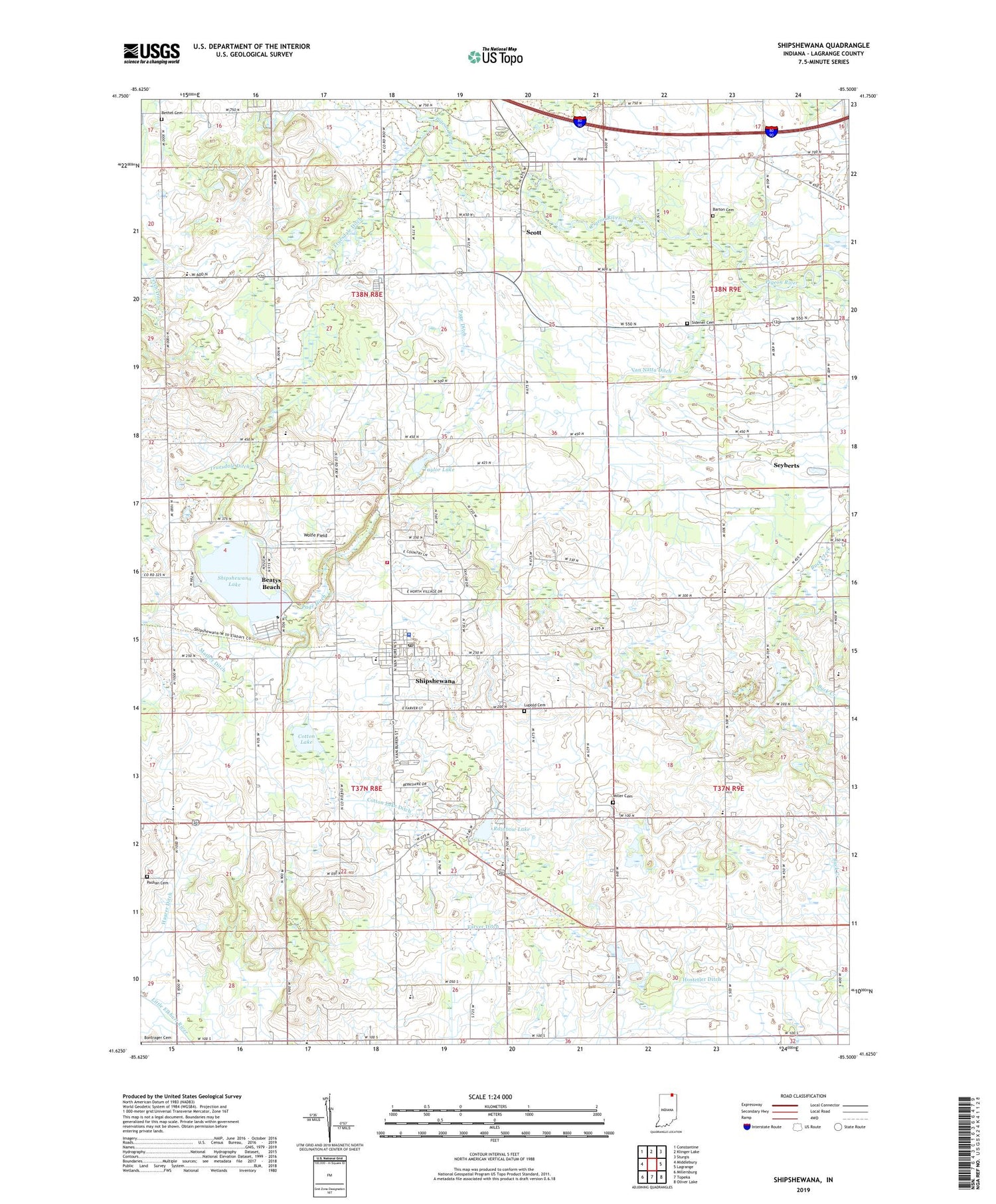 Shipshewana Indiana US Topo Map Image