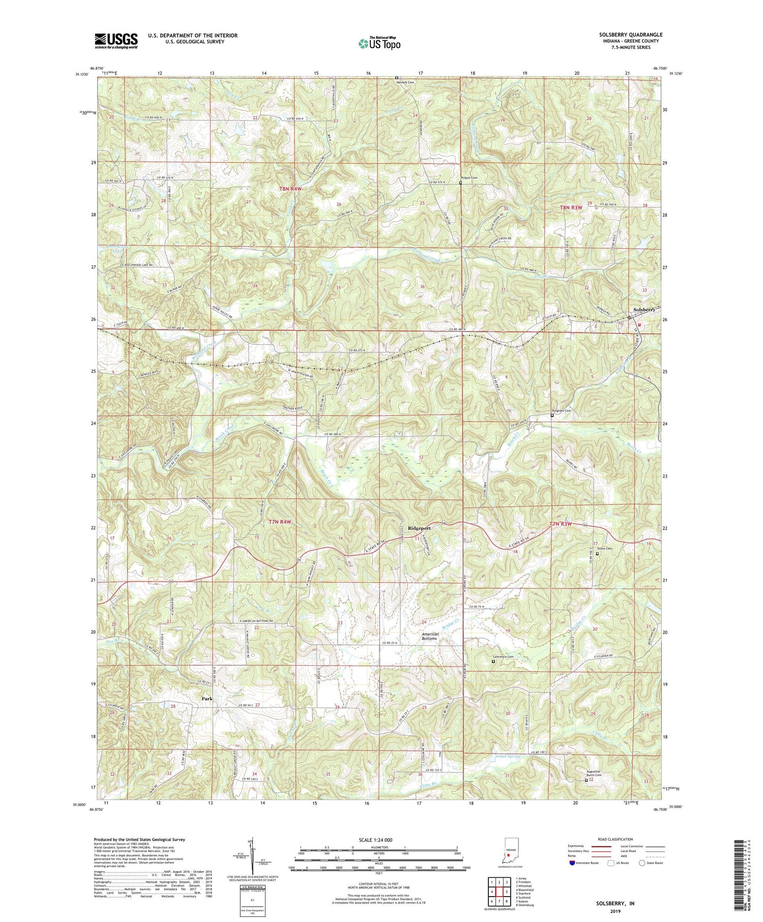 Solsberry Indiana US Topo Map Image