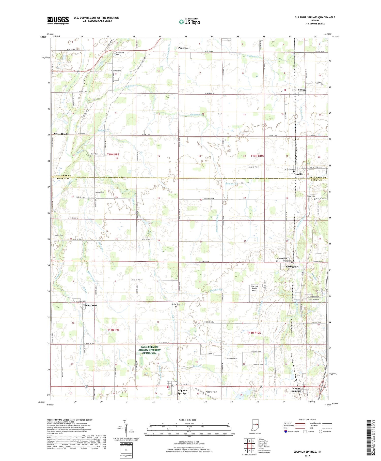 Sulphur Springs Indiana US Topo Map Image