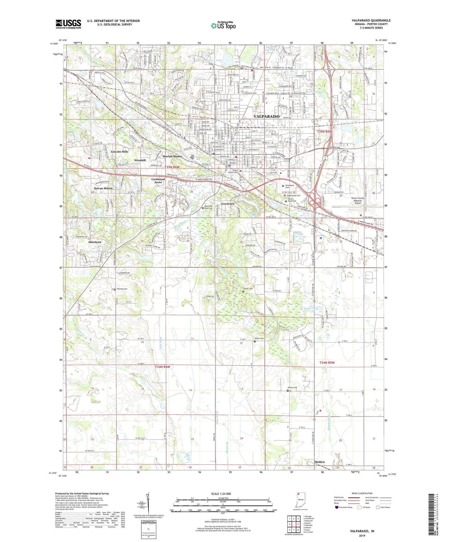 Valparaiso Indiana US Topo Map Image