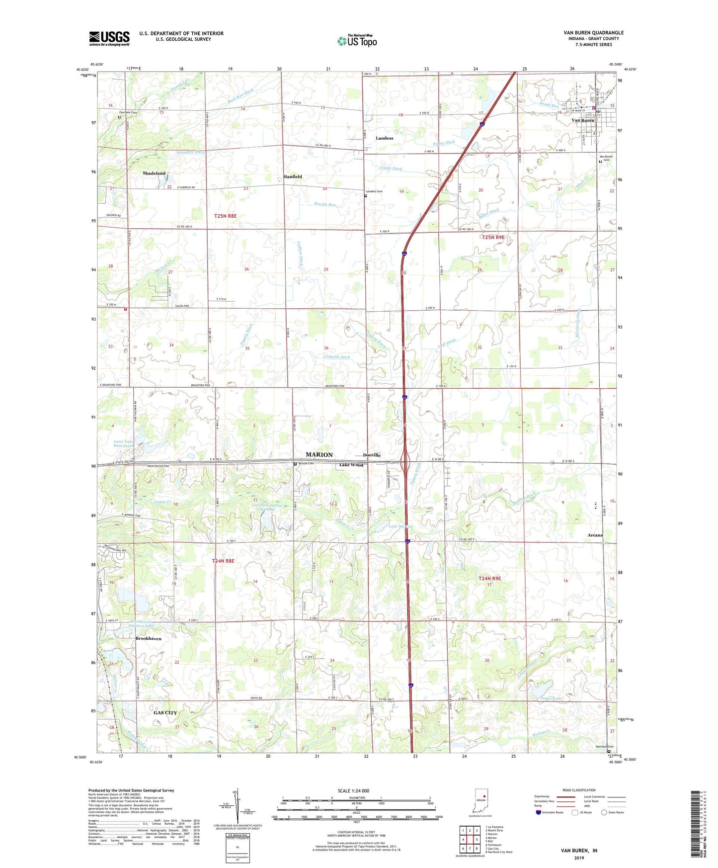 Van Buren Indiana US Topo Map Image