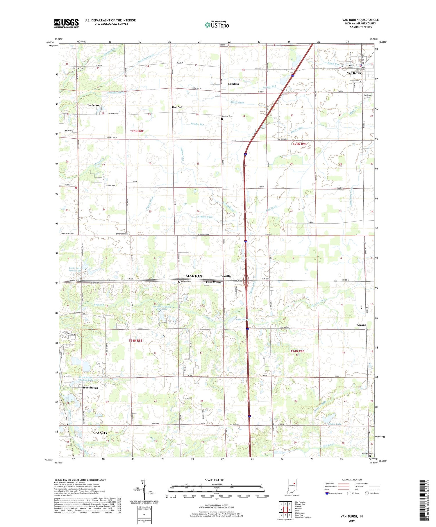 Van Buren Indiana US Topo Map Image