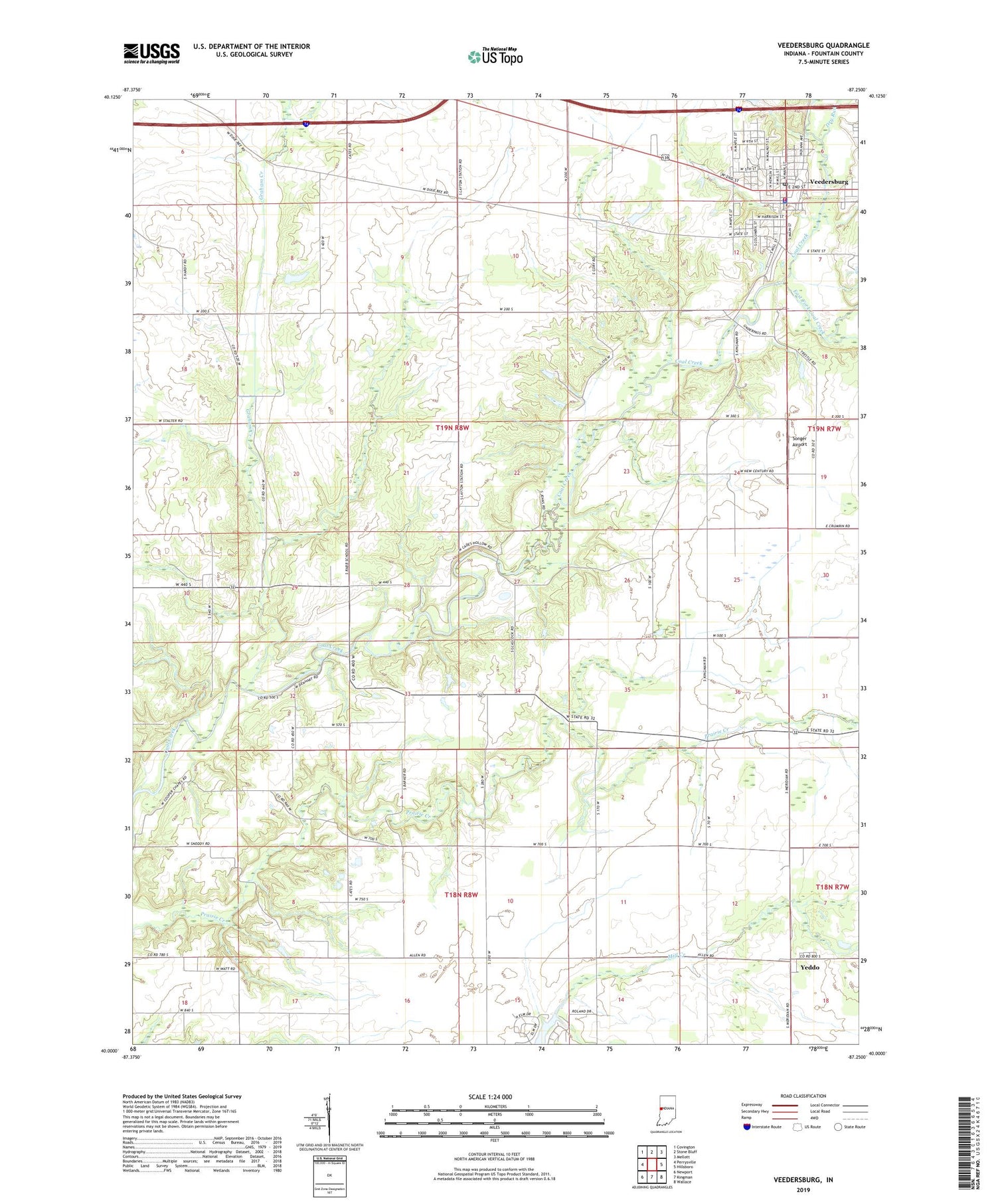 Veedersburg Indiana US Topo Map Image