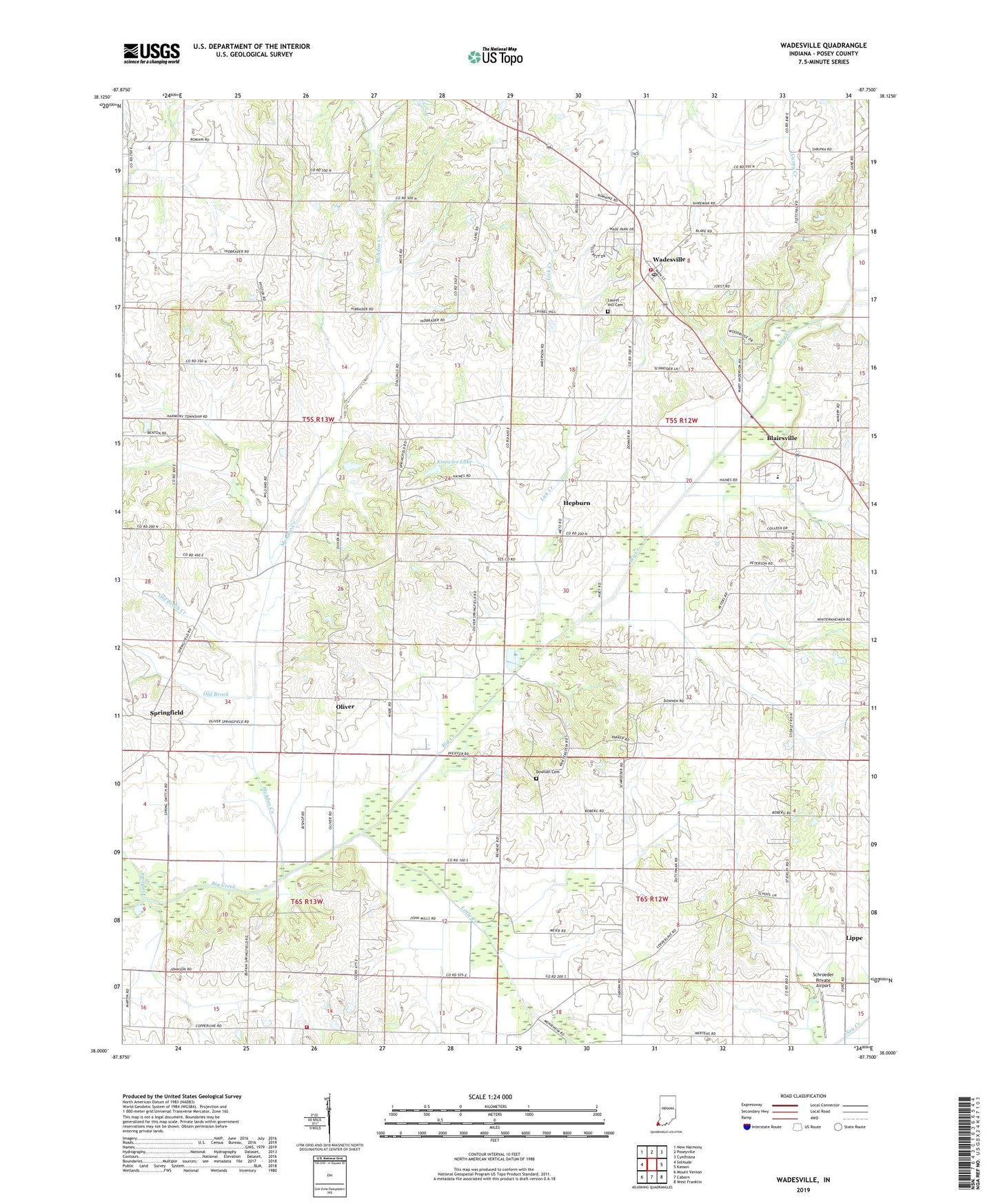 Wadesville Indiana US Topo Map Image
