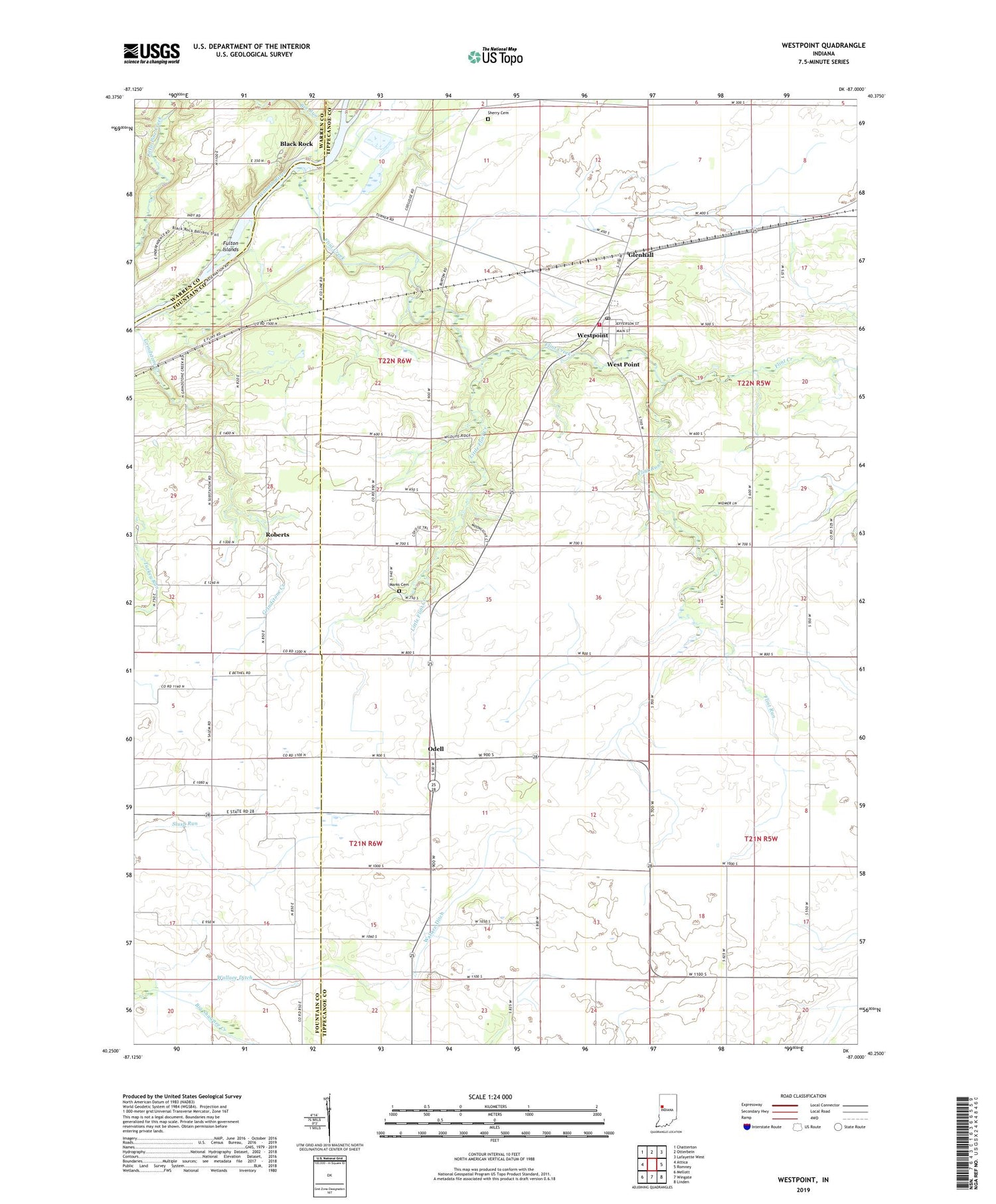 Westpoint Indiana US Topo Map Image