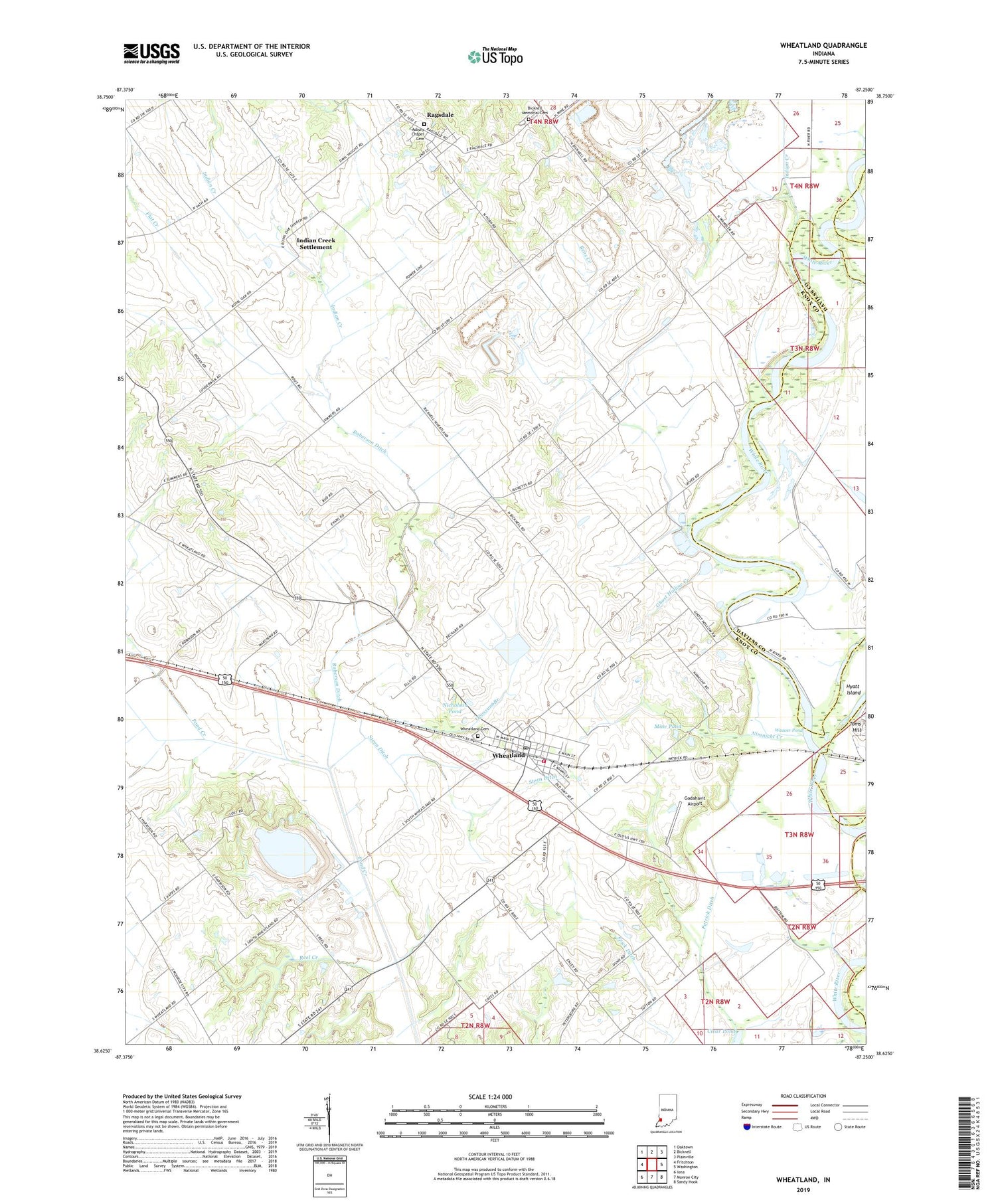 Wheatland Indiana US Topo Map Image