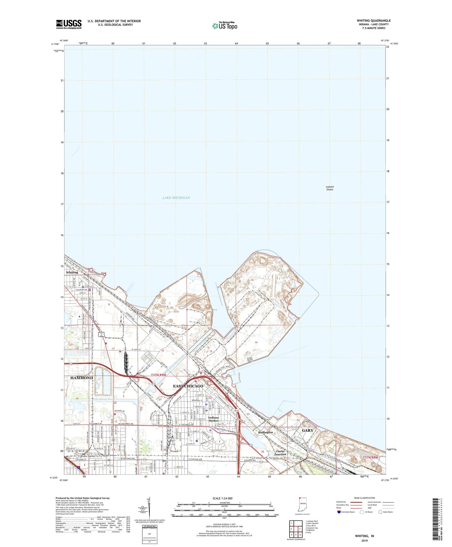 Whiting Indiana US Topo Map Image