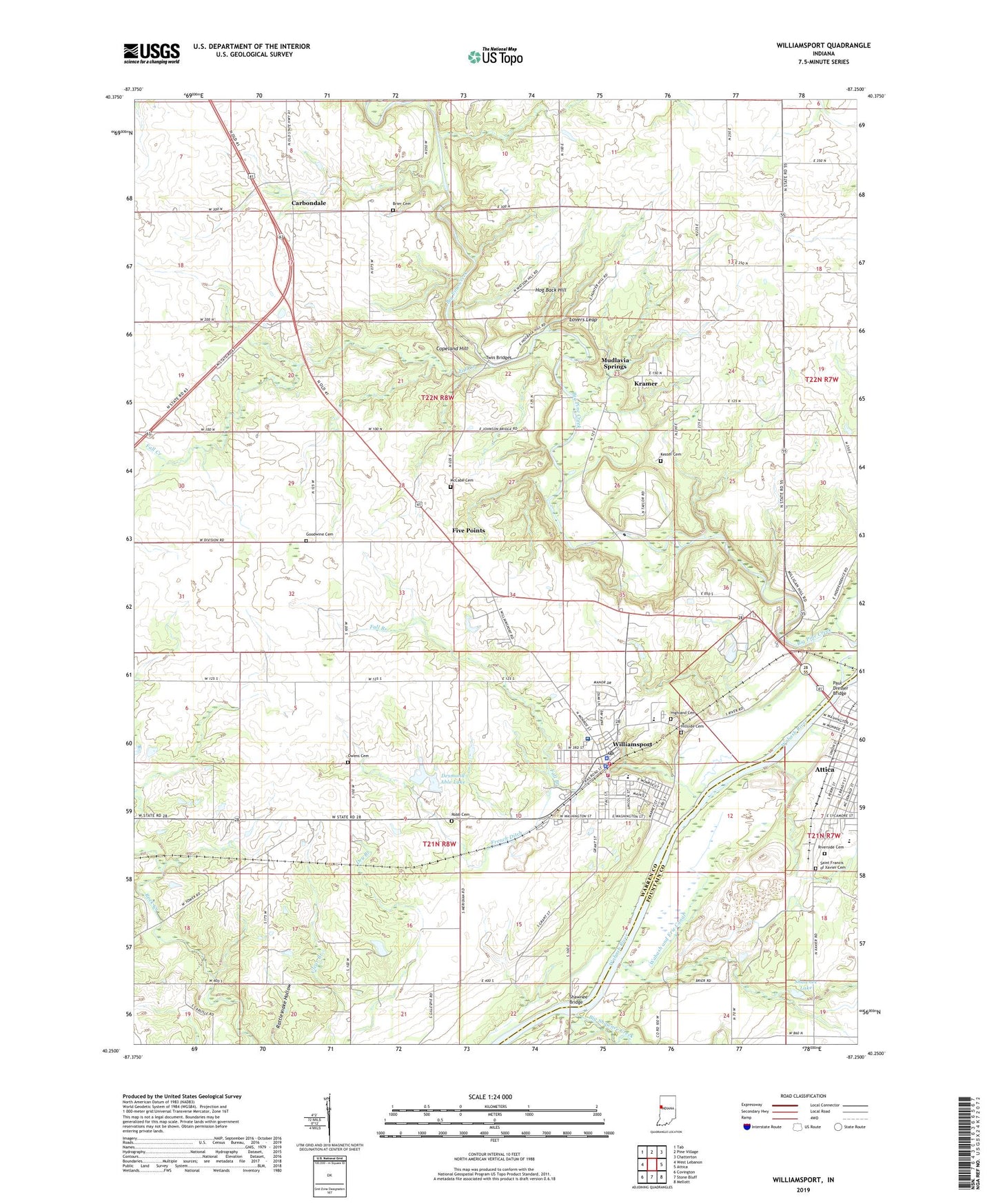 Williamsport Indiana US Topo Map Image