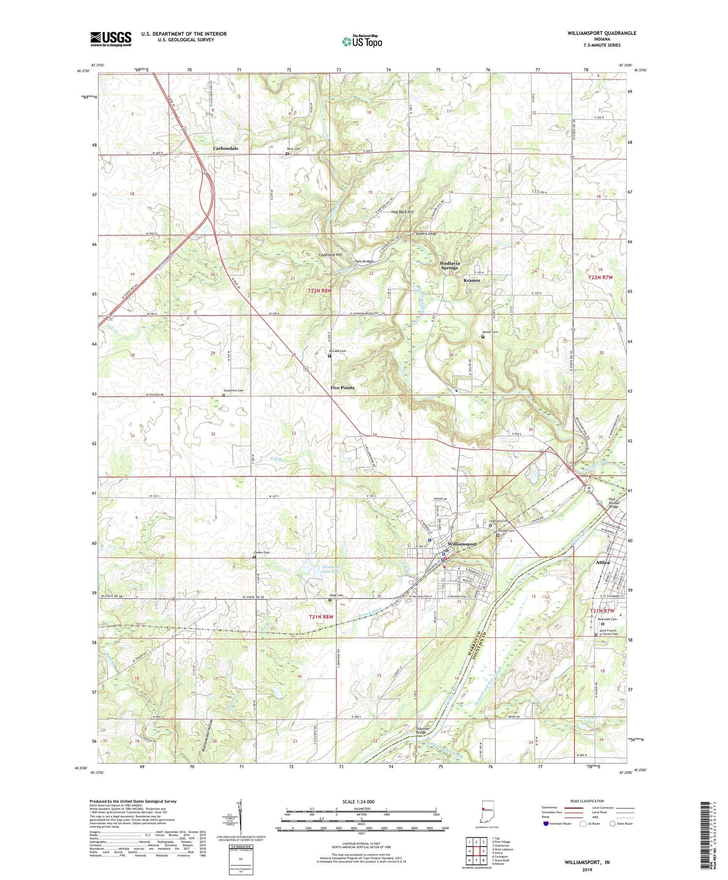 Williamsport Indiana US Topo Map Image