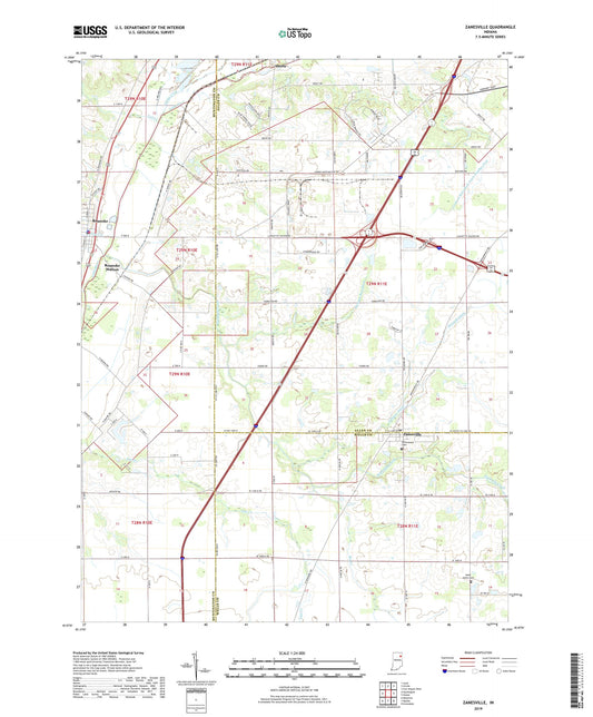 Zanesville Indiana US Topo Map Image