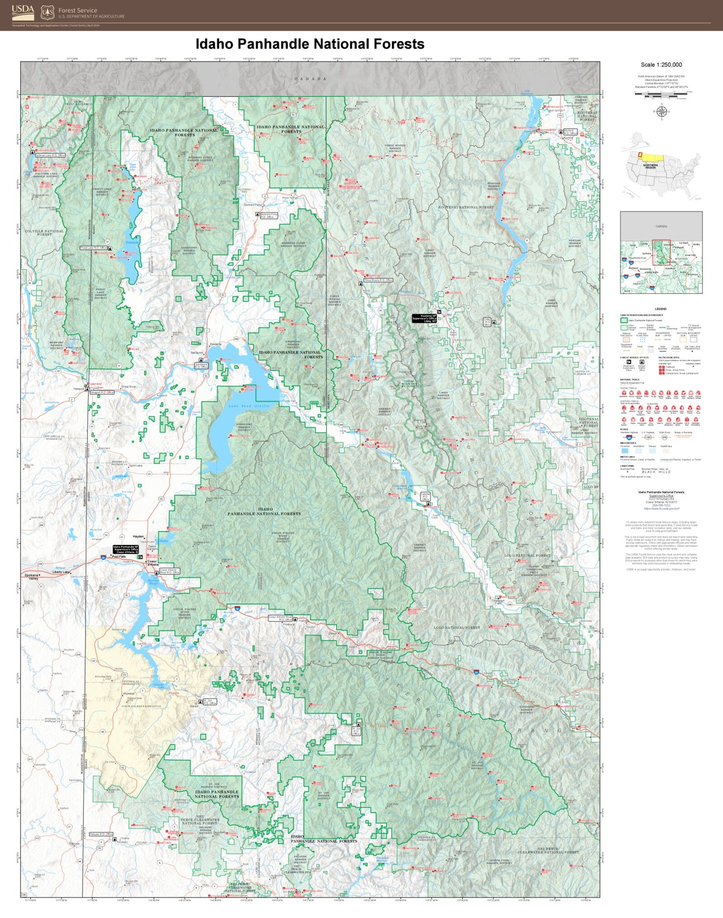 Idaho Panhandle National Forests Map