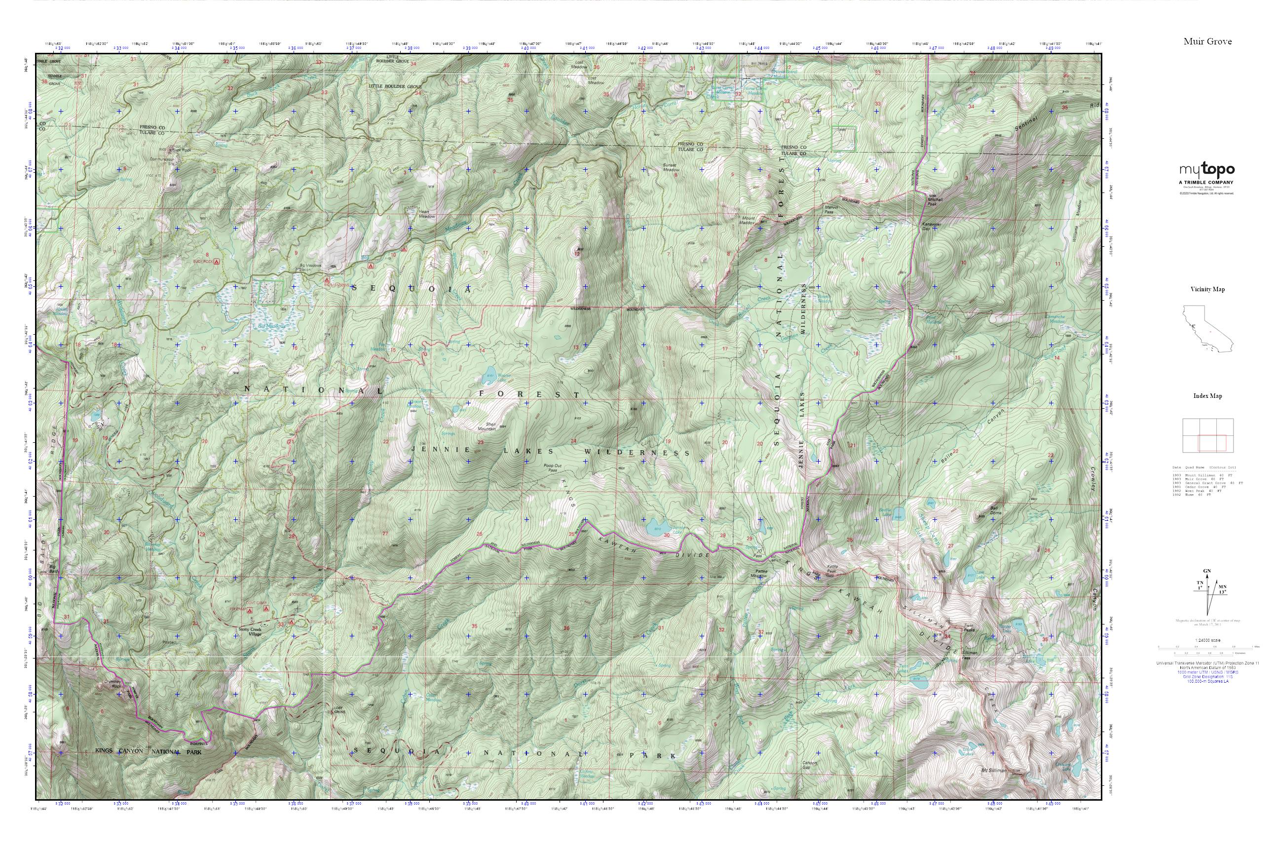 Jennie Lakes Wilderness MyTopo Explorer Series Map – MyTopo Map Store