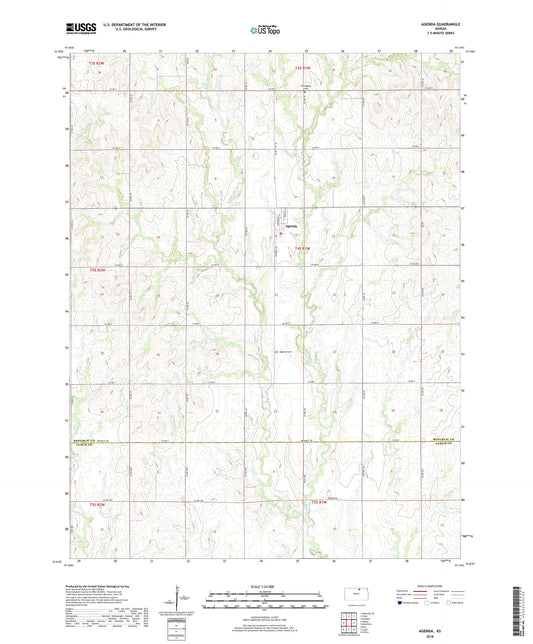 Agenda Kansas US Topo Map Image