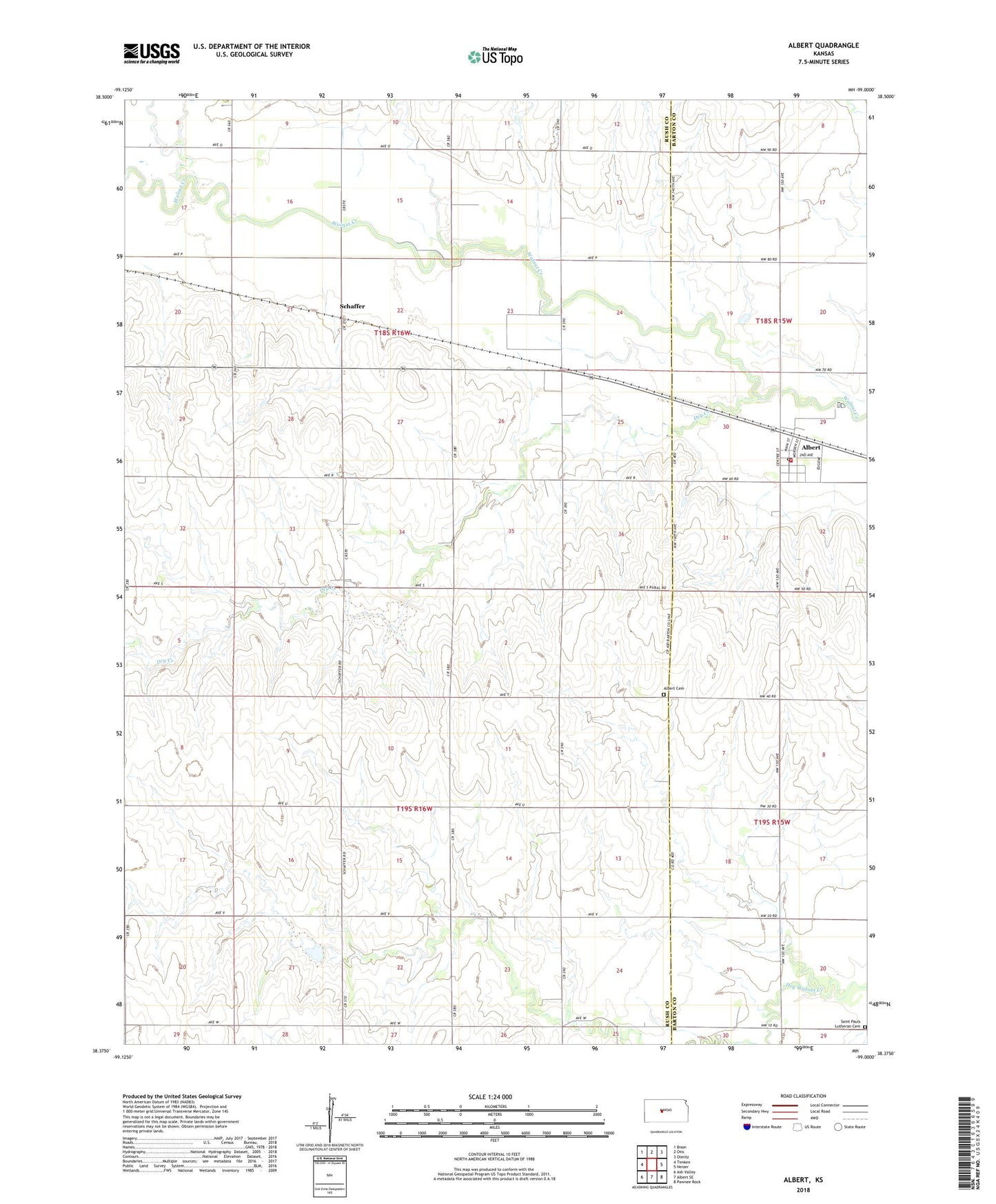 Albert Kansas US Topo Map Image