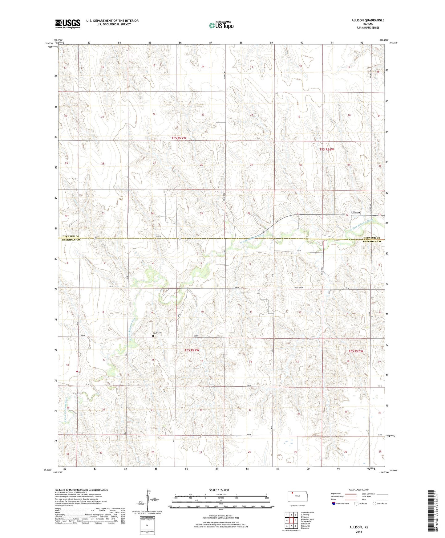 Allison Kansas US Topo Map Image
