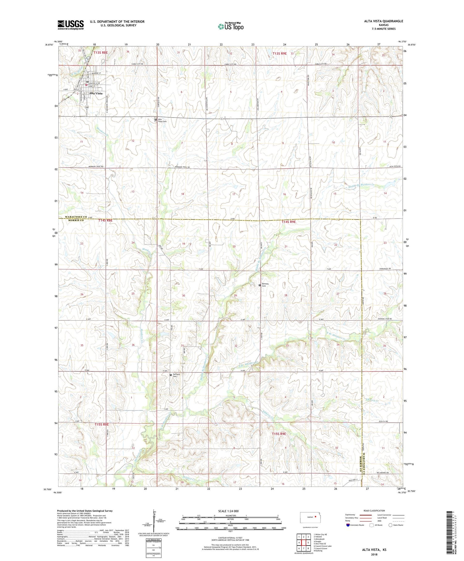 Alta Vista Kansas US Topo Map Image