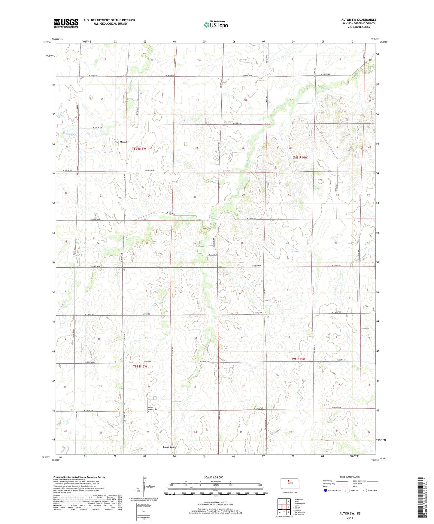 Alton SW Kansas US Topo Map Image