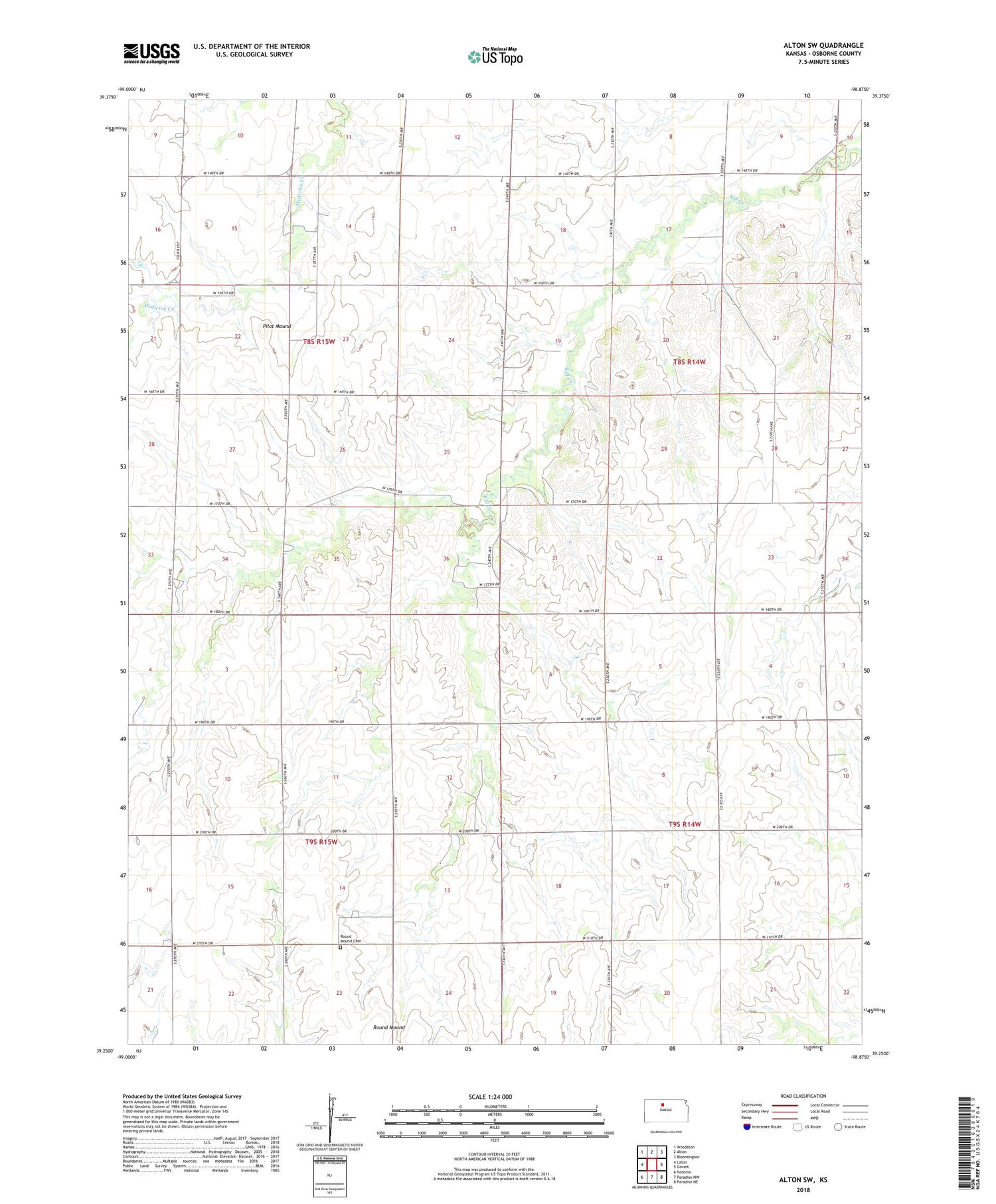 Alton SW Kansas US Topo Map Image