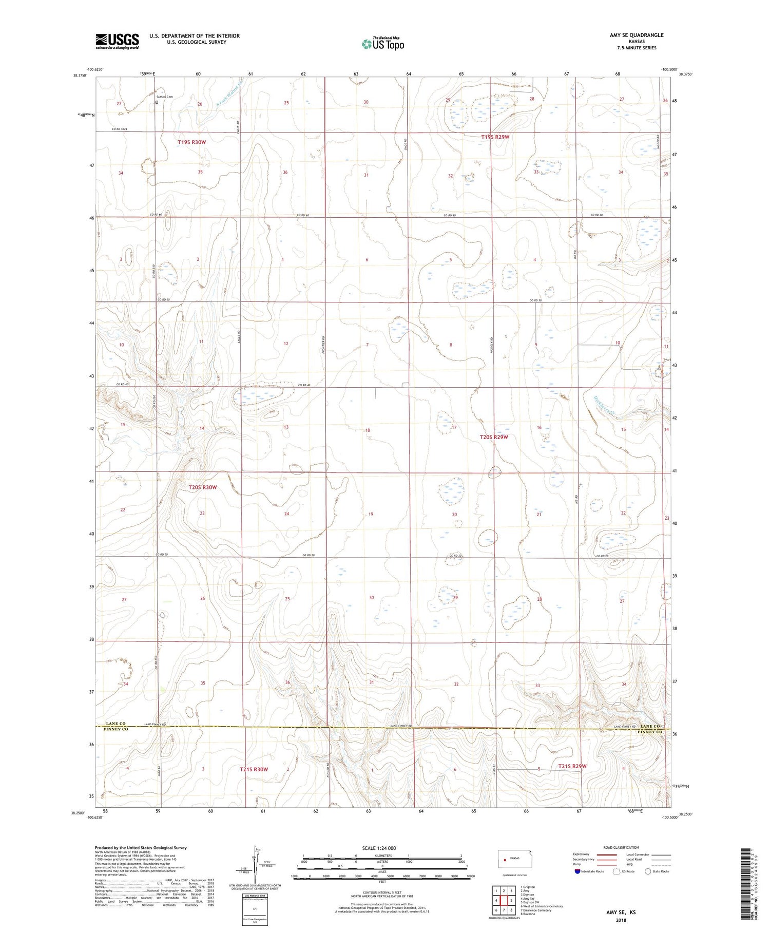 Amy SE Kansas US Topo Map Image