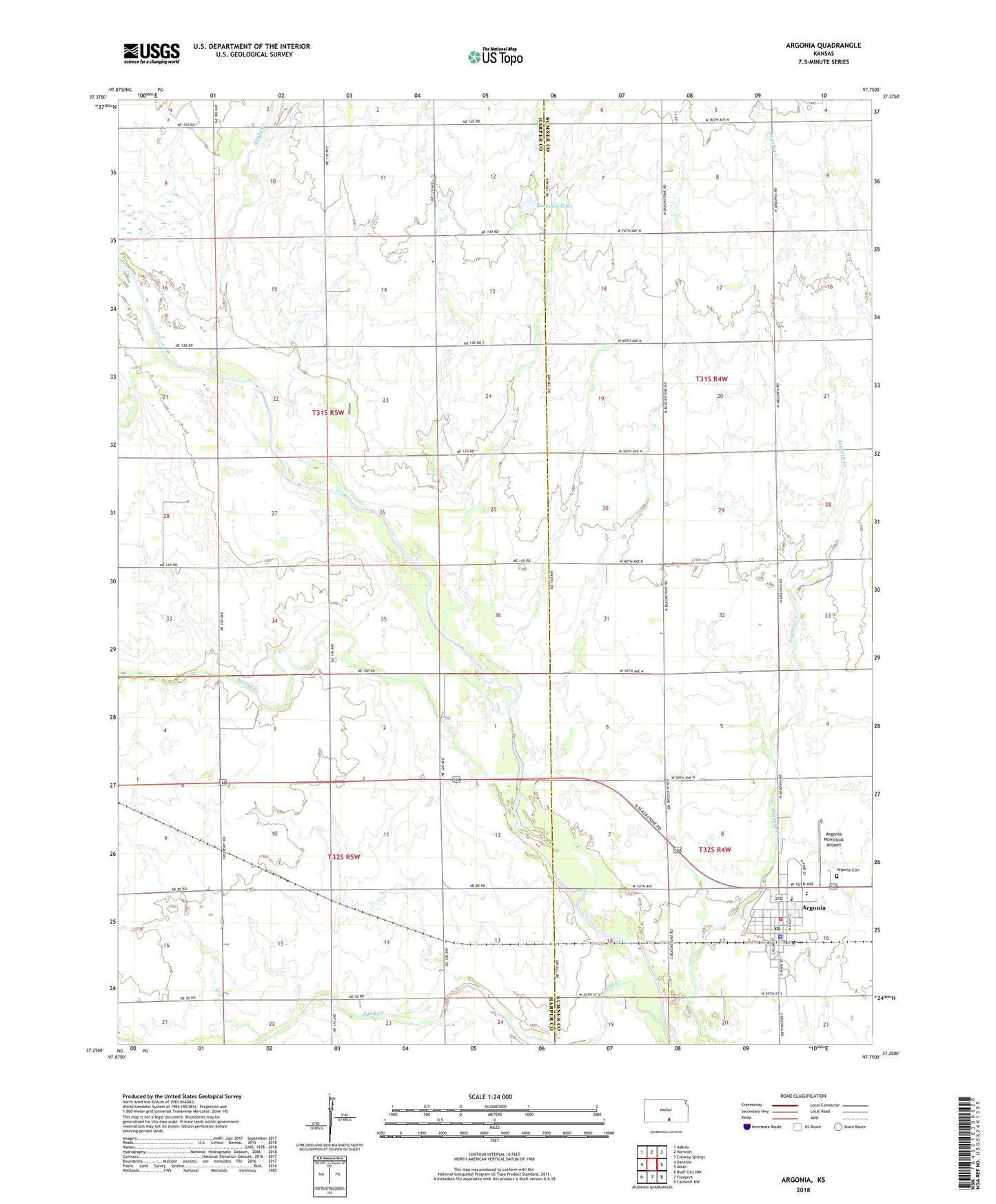 Argonia Kansas US Topo Map Image