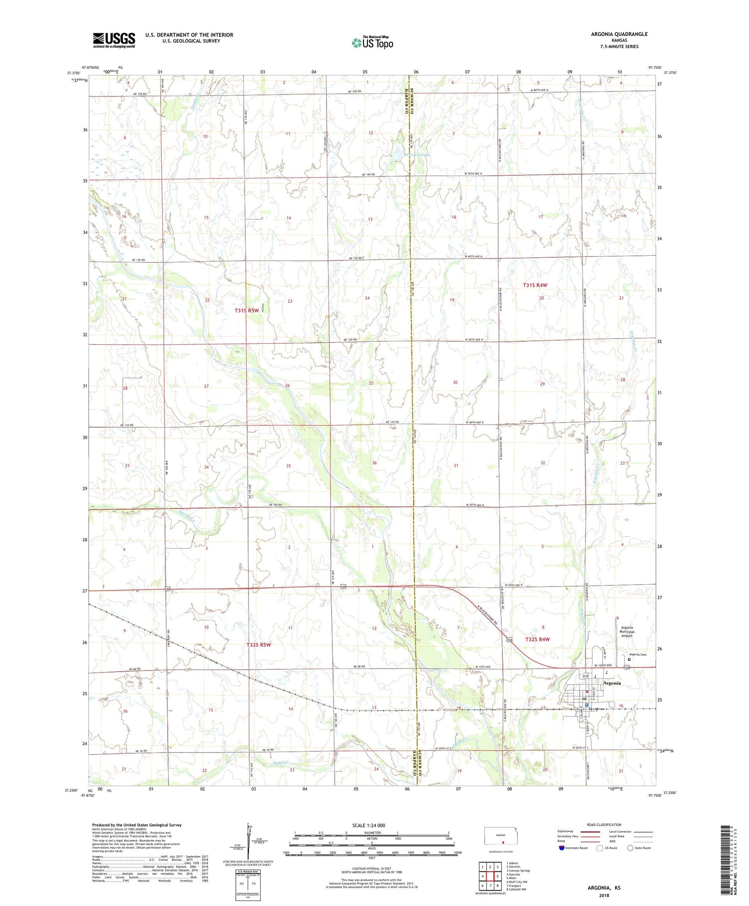 Argonia Kansas US Topo Map Image