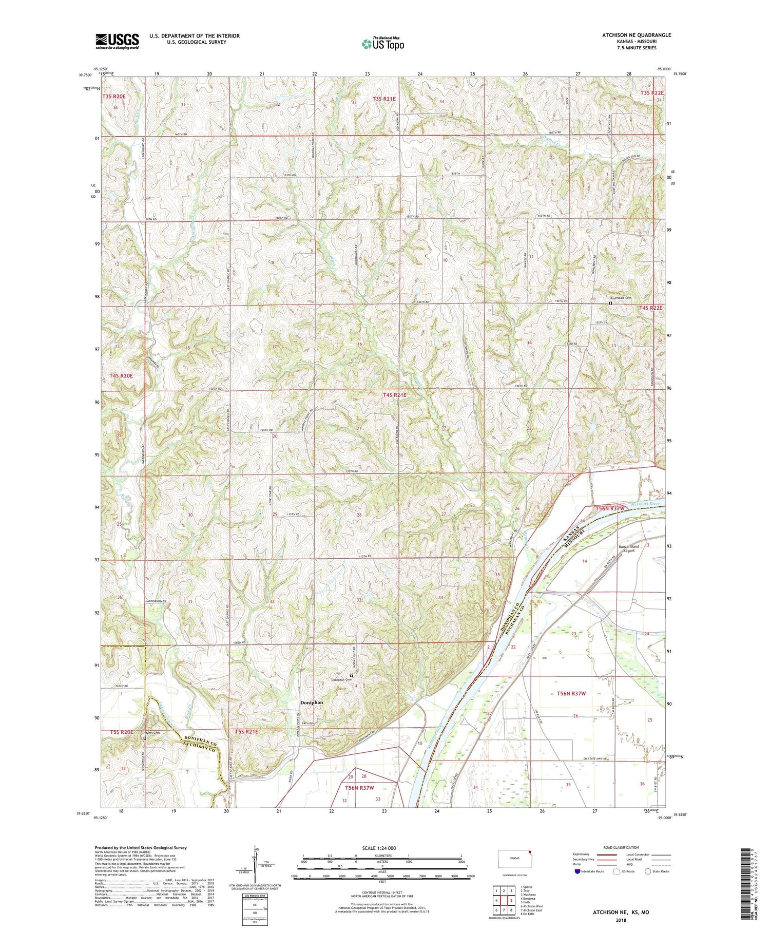 Atchison NE Kansas US Topo Map Image