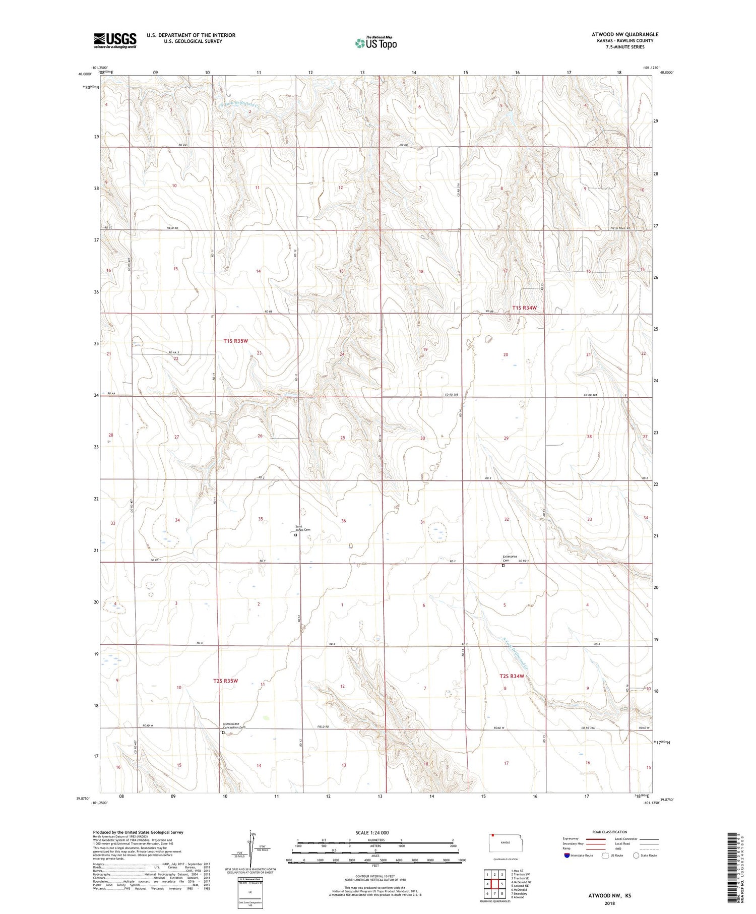 Atwood NW Kansas US Topo Map Image