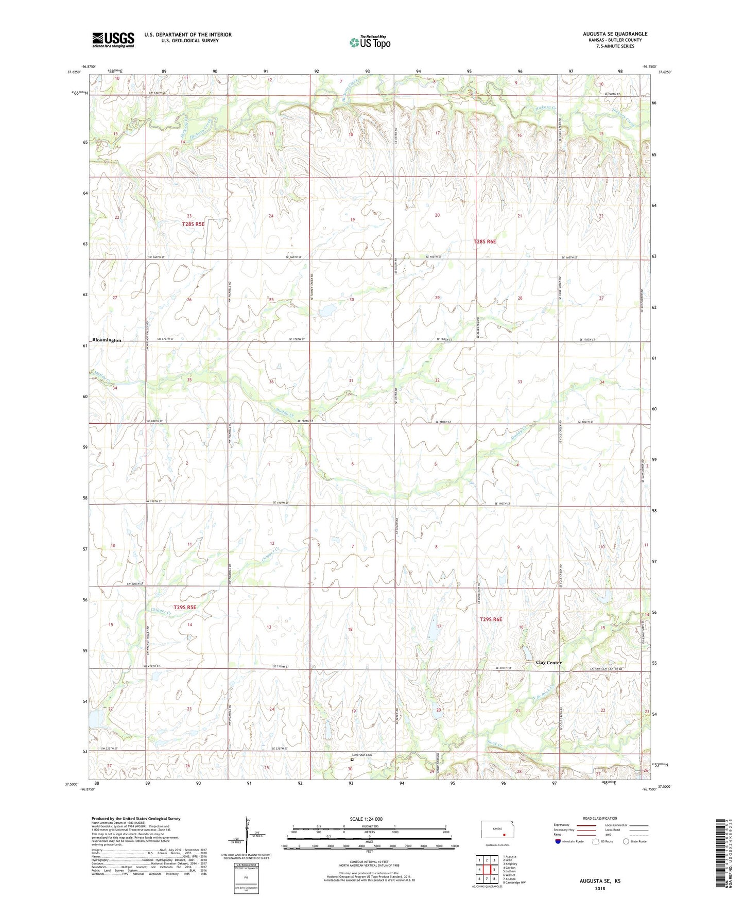 Augusta SE Kansas US Topo Map Image