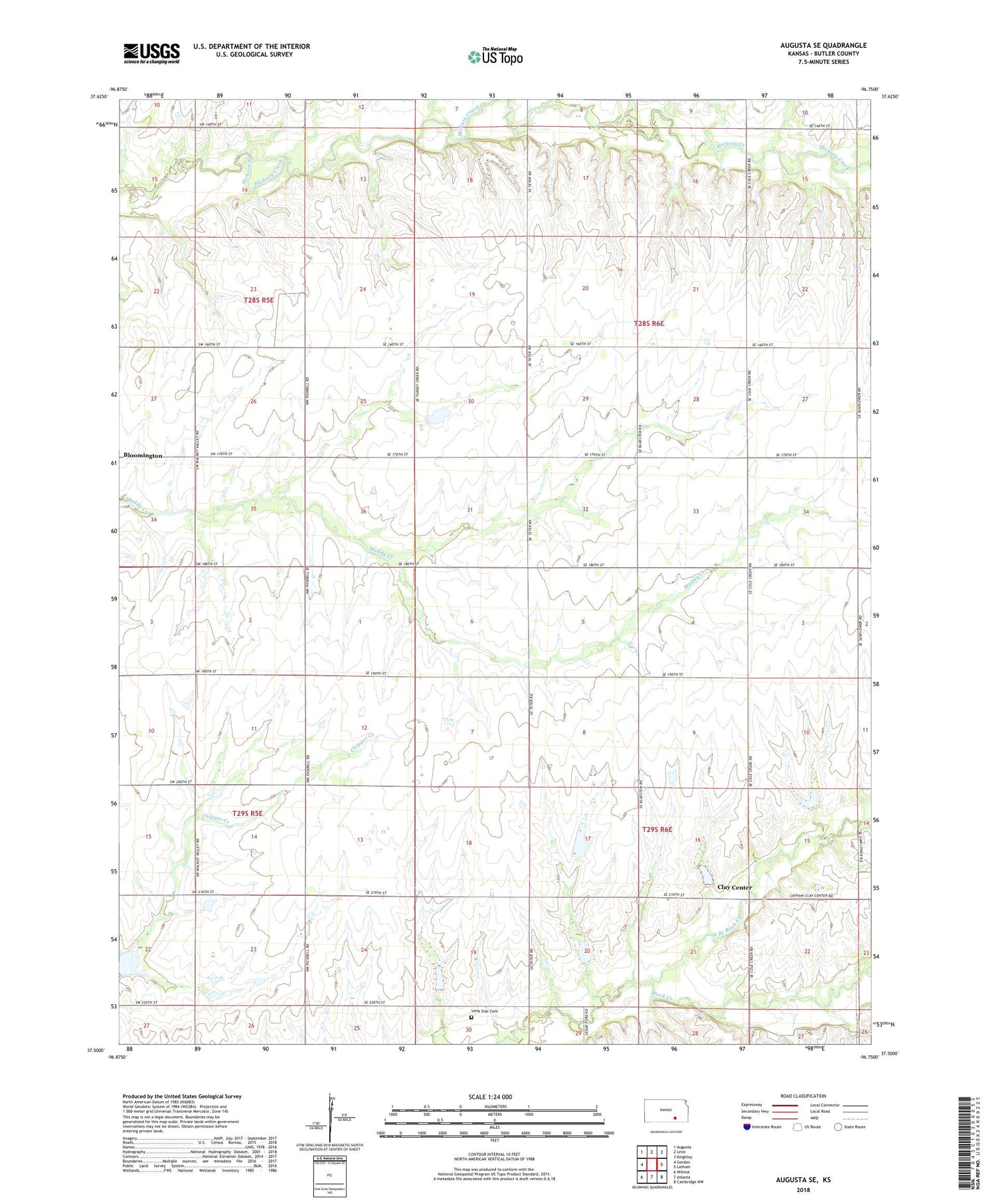Augusta SE Kansas US Topo Map Image