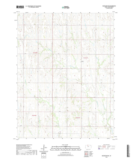 Bachelors Run Kansas US Topo Map Image