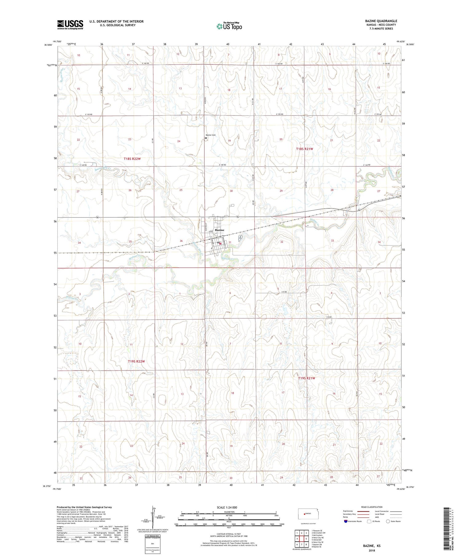 Bazine Kansas US Topo Map Image