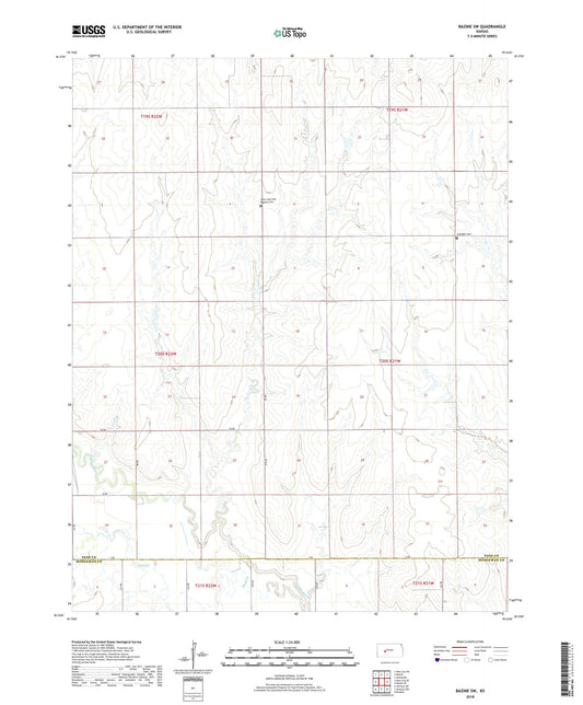 Bazine SW Kansas US Topo Map Image