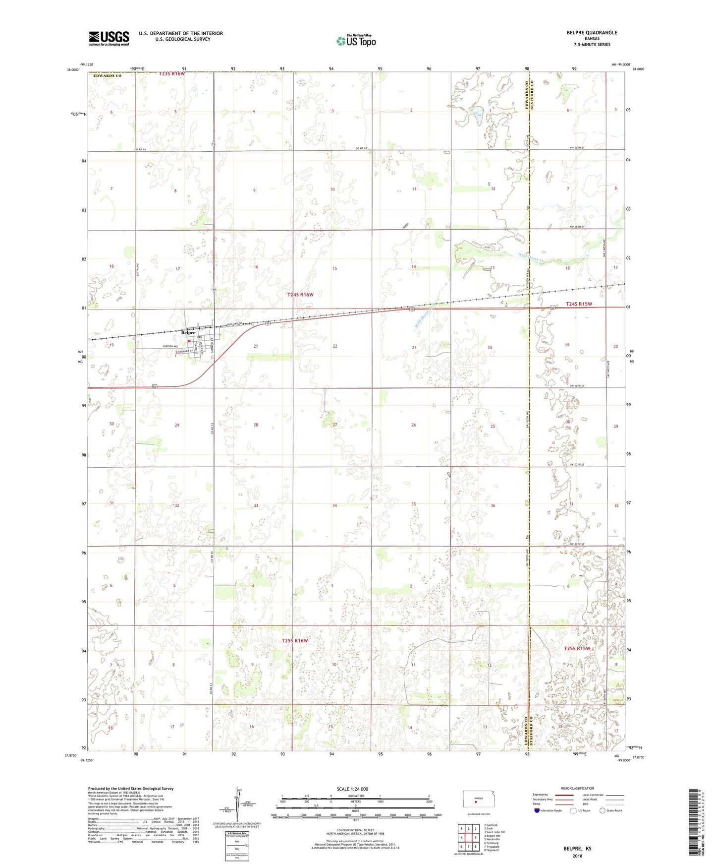 Belpre Kansas US Topo Map Image