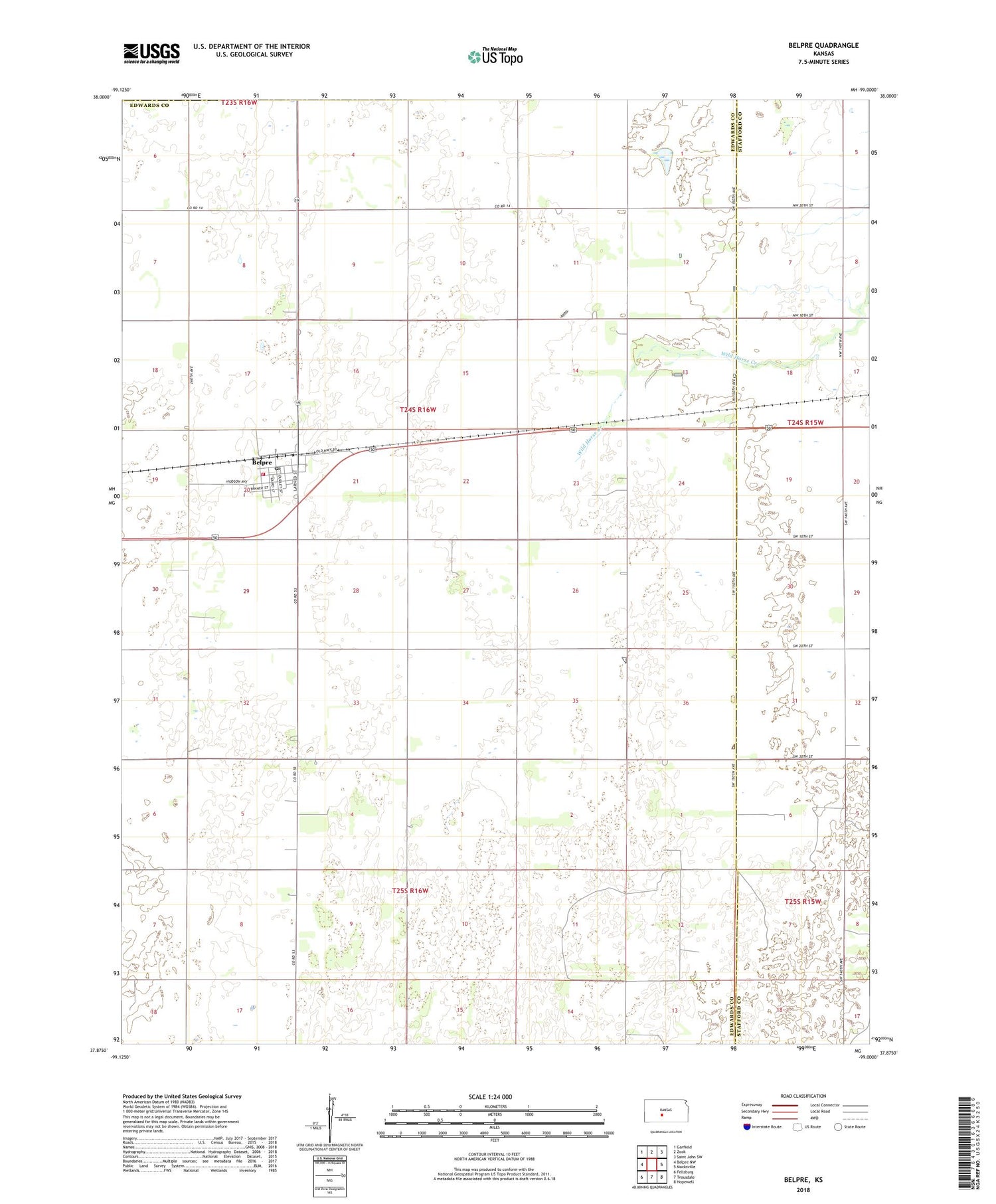 Belpre Kansas US Topo Map Image