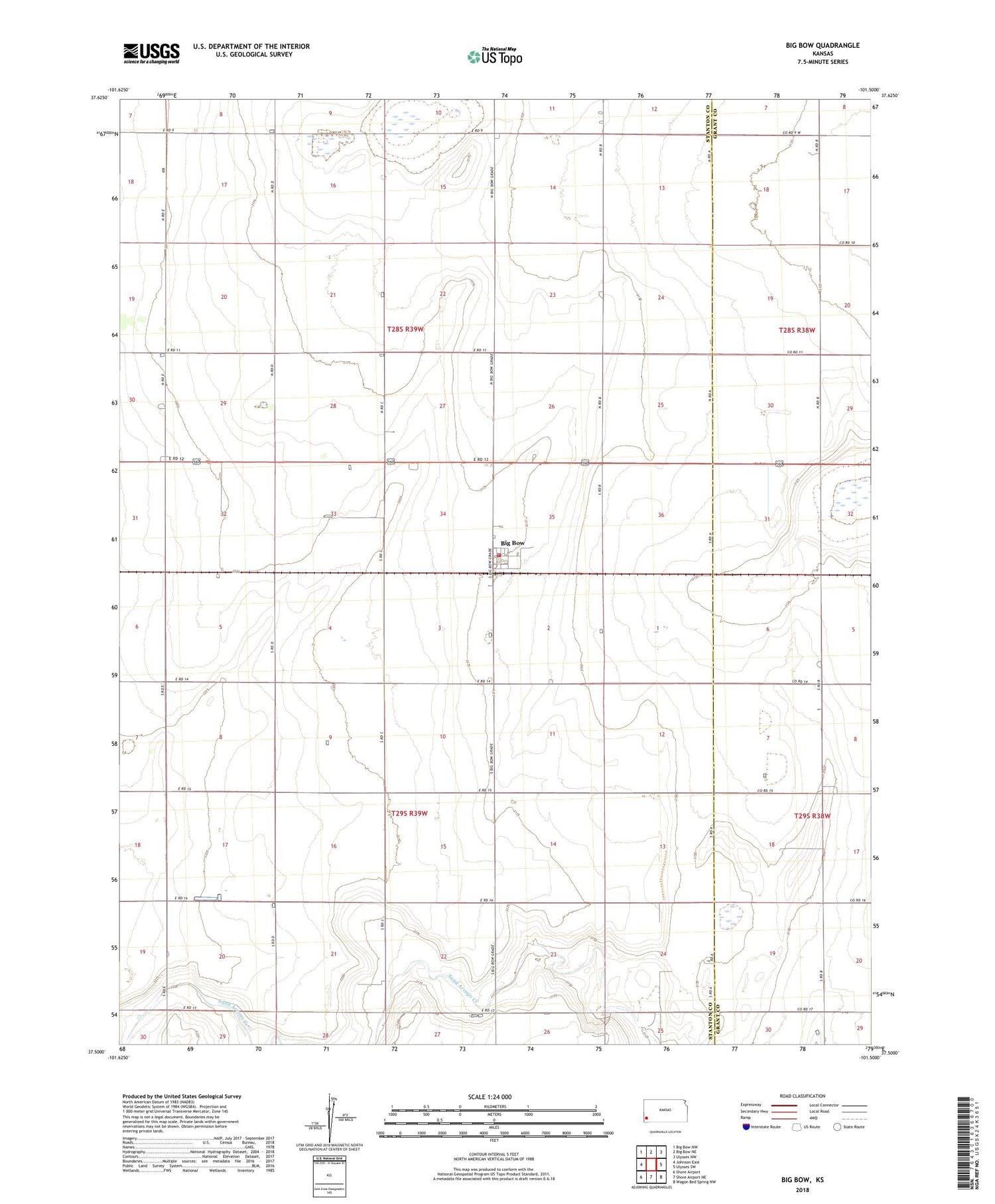 Big Bow Kansas US Topo Map Image