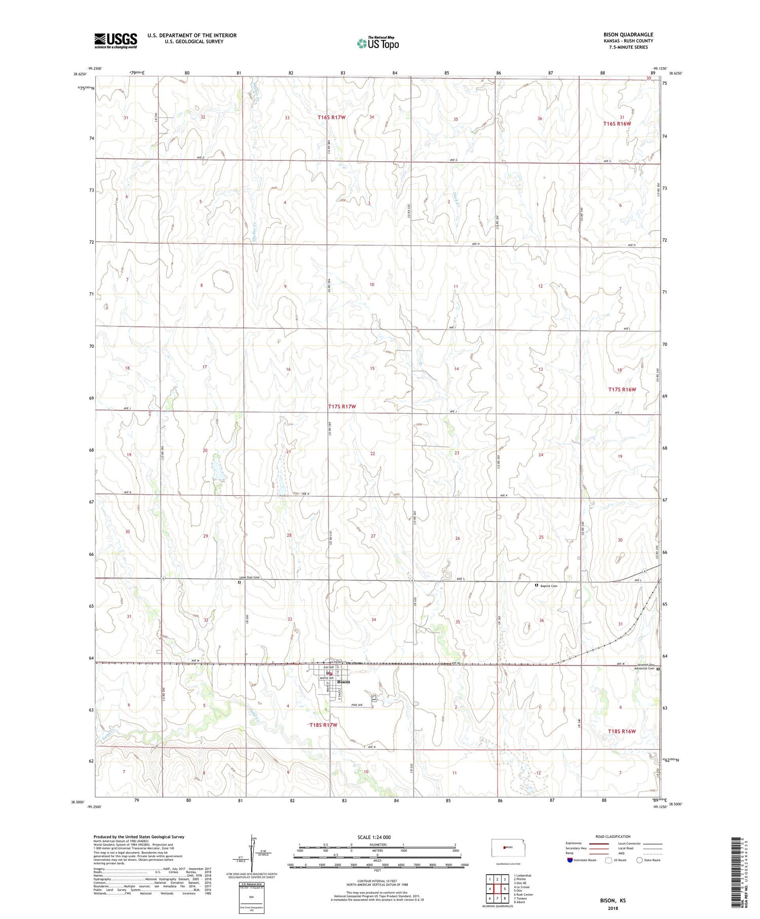 Bison Kansas US Topo Map Image