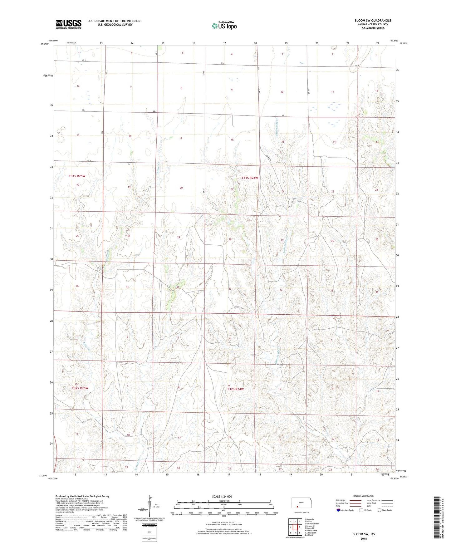 Bloom SW Kansas US Topo Map Image