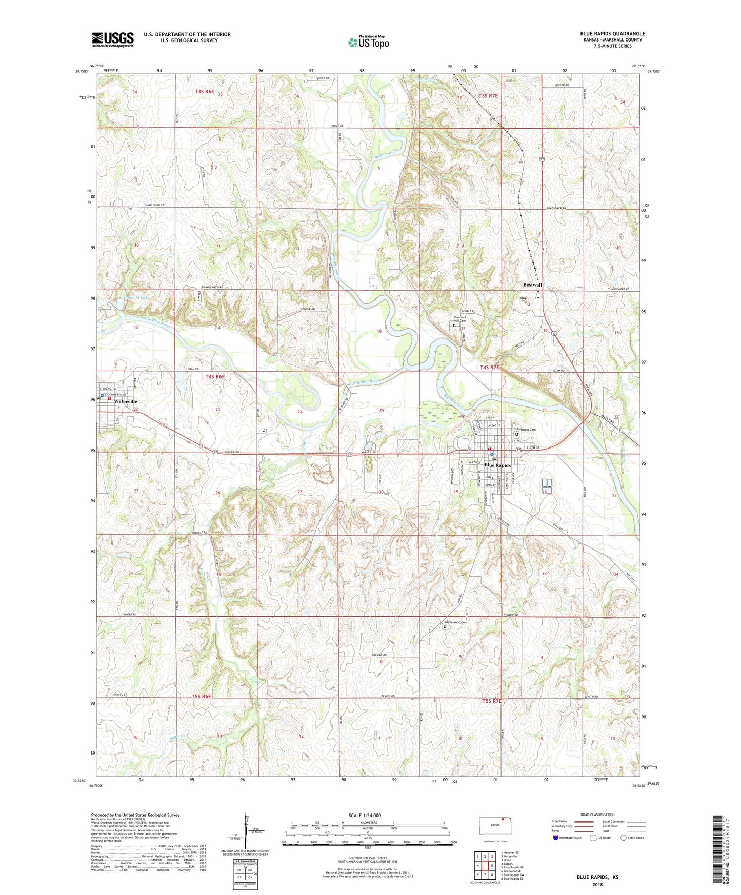 Blue Rapids Kansas US Topo Map Image