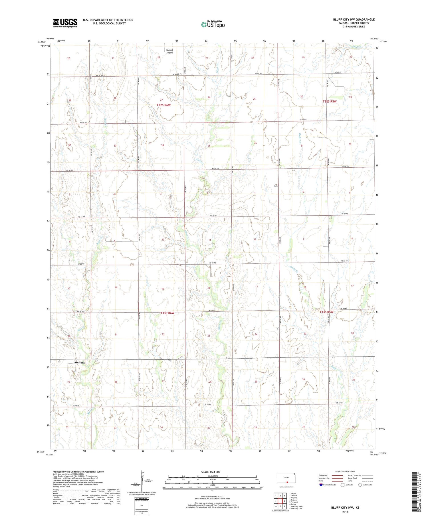 Bluff City NW Kansas US Topo Map Image