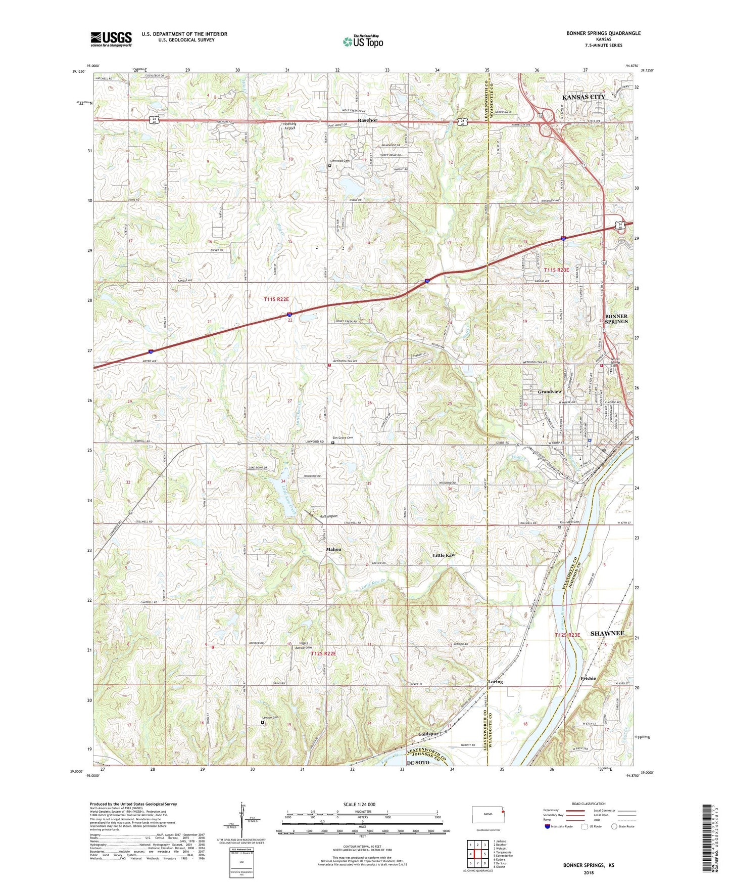 Bonner Springs Kansas US Topo Map Image